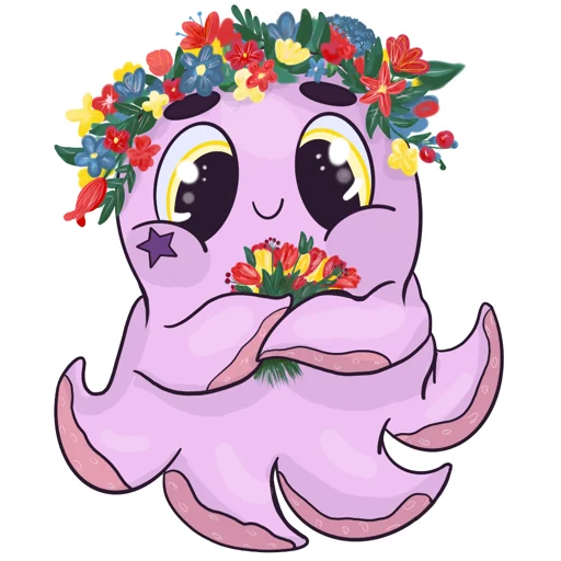 🌸 Стикер «Осьминог Изюм» для Telegram