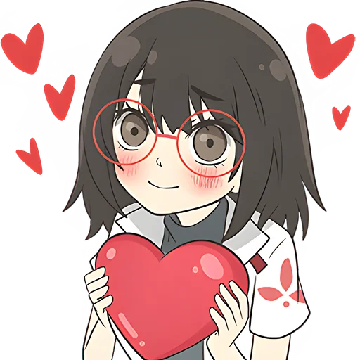 ❤️ Стикер «Отличница тян» для Telegram