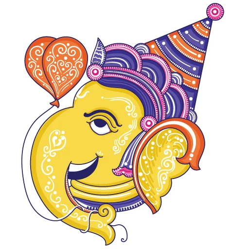 🥳 Стикер «Funky Pattachitra Ganesha» для Telegram