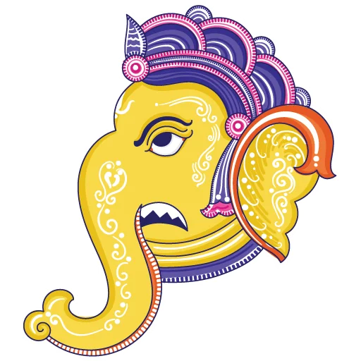 😠 Стикер «Funky Pattachitra Ganesha» для Telegram