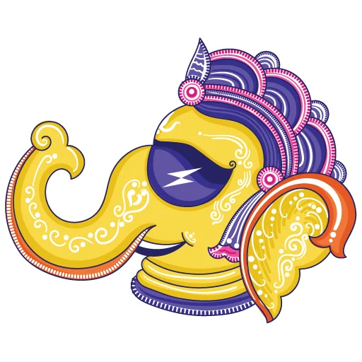 😎 Стикер «Funky Pattachitra Ganesha» для Telegram