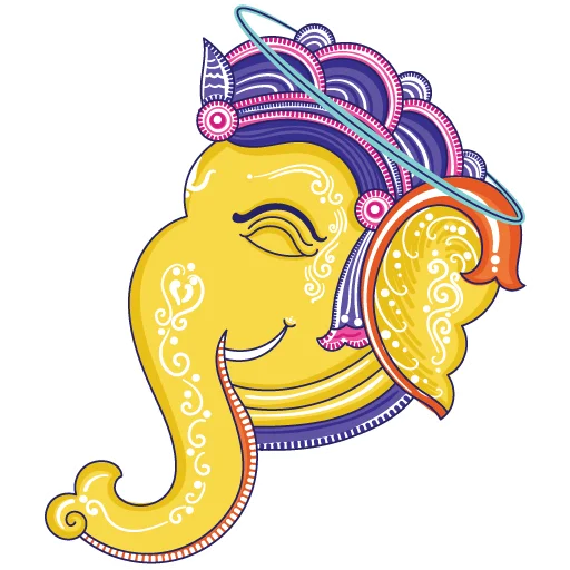 😇 Стикер «Funky Pattachitra Ganesha» для Telegram