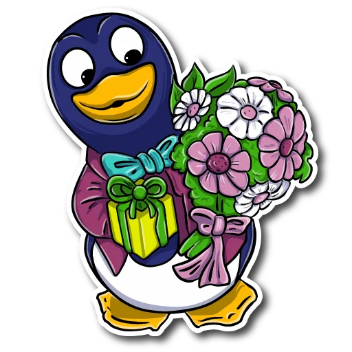 🌸 Стикер «Пингвины 90-ых» для Telegram