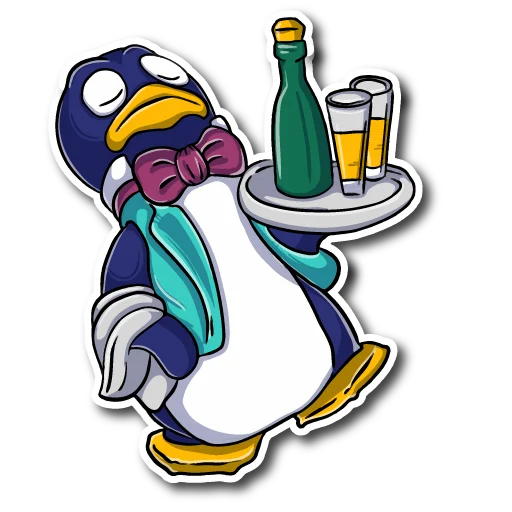🍾 Стикер «Пингвины 90-ых» для Telegram