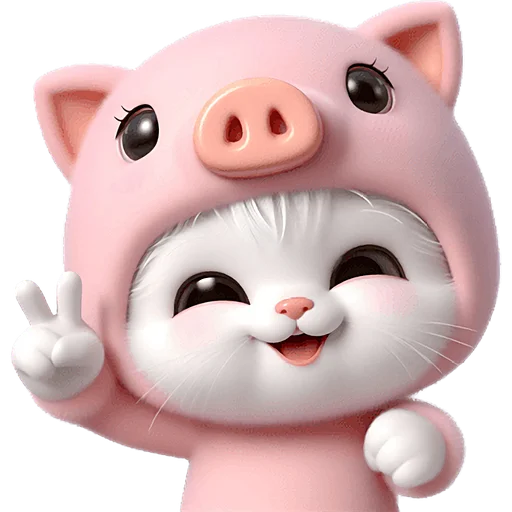 ✌️ Стикер «Хрюшка котик» для Telegram