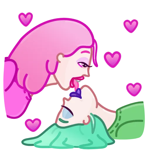 👩‍❤️‍💋‍👩 Стикер «Pink Petty» для Telegram