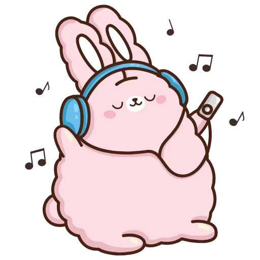 🎧 Стикер «Кролик Супчик розовый» для Telegram