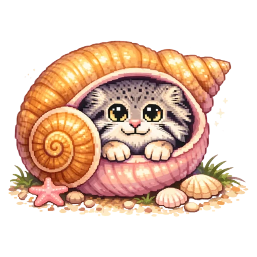 🐚 Стикер «pixel manul» для Telegram