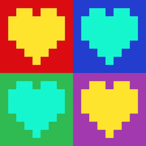 👨‍👩‍👧‍👦 Стикер «Pixel hearts» для Telegram