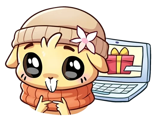 🥺 Стикер «Осенние Бисквит и Ванилька в шапке» для Telegram