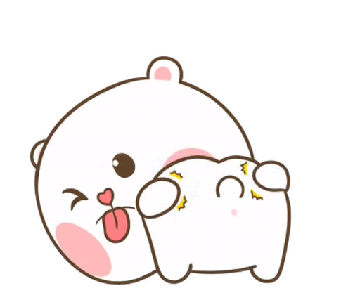 🍑 Стикер «Puffy Bear & Rabbit» для Telegram