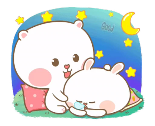 🤗 Стикер «Puffy Bear & Rabbit» для Telegram