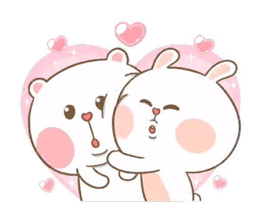 🤗 Стикер «Puffy Bear & Rabbit» для Telegram
