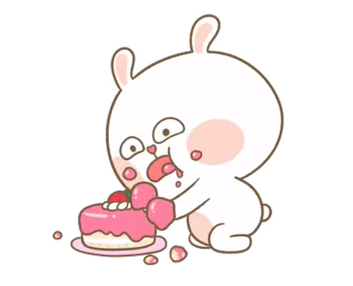 🍰 Стикер «Puffy Bear & Rabbit» для Telegram