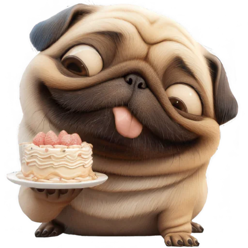 🎂 Стикер «Милый Мопс» для Telegram