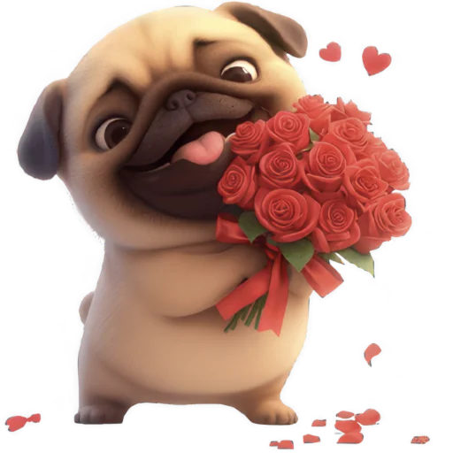 💐 Стикер «Милый Мопс» для Telegram
