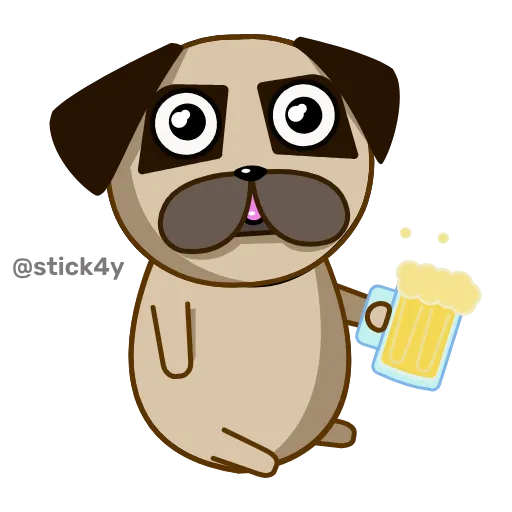 🍺 Стикер «Мопс Оди» для Telegram