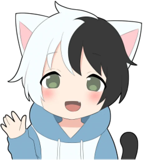 👋 Стикер «Black and white cat boy •» для Telegram