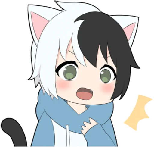 😧 Стикер «Black and white cat boy •» для Telegram