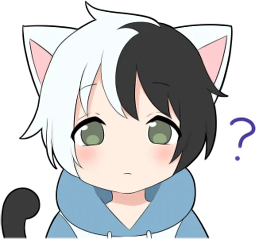 ❔ Стикер «Black and white cat boy •» для Telegram