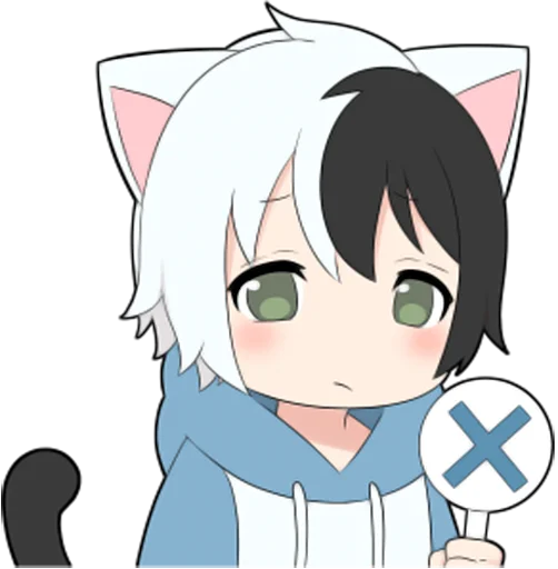🙅‍♂️ Стикер «Black and white cat boy •» для Telegram