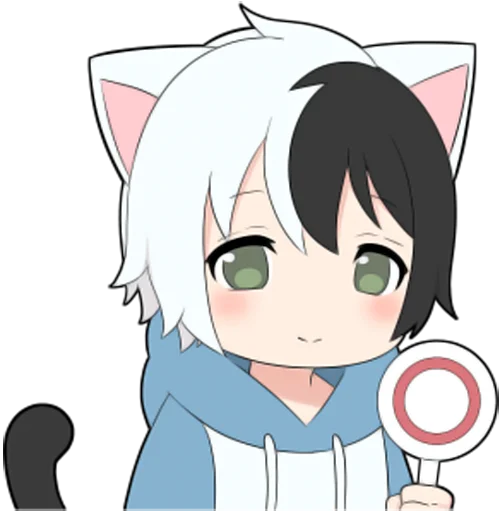 👍 Стикер «Black and white cat boy •» для Telegram