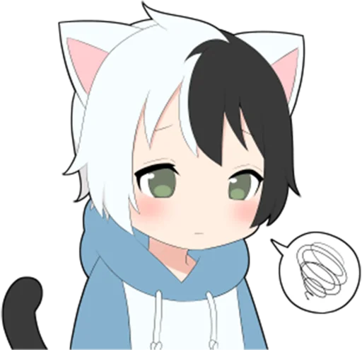 😕 Стикер «Black and white cat boy •» для Telegram