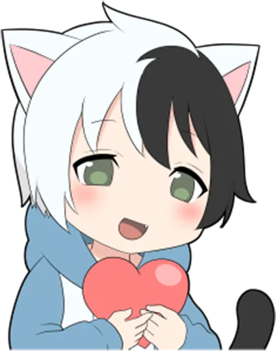 ❤️ Стикер «Black and white cat boy •» для Telegram