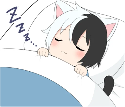 💤 Стикер «Black and white cat boy •» для Telegram