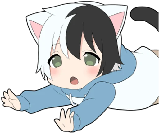 😯 Стикер «Black and white cat boy •» для Telegram