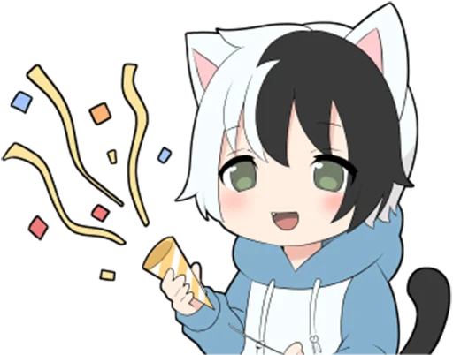 🎉 Стикер «Black and white cat boy •» для Telegram