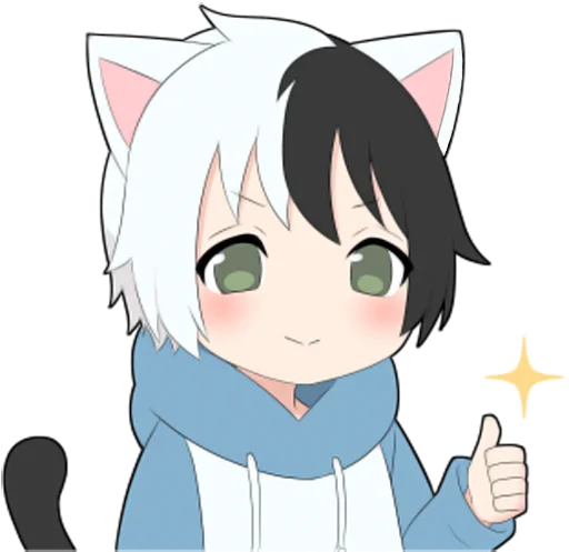 👍 Стикер «Black and white cat boy •» для Telegram