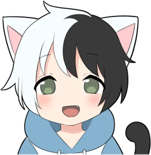 Стикерпак Black and white cat boy • для Telegram