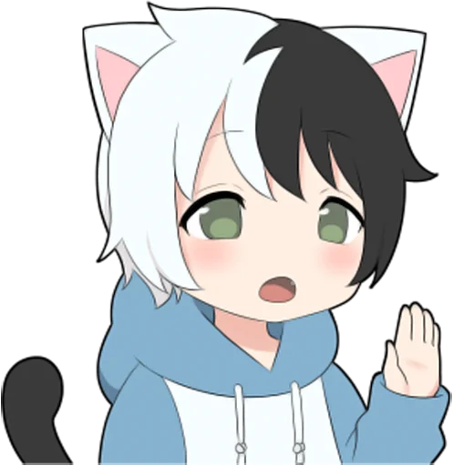 👋 Стикер «Black and white cat boy •» для Telegram