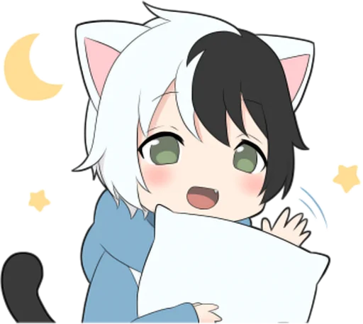 💤 Стикер «Black and white cat boy •» для Telegram