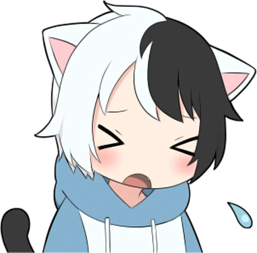 😫 Стикер «Black and white cat boy •» для Telegram