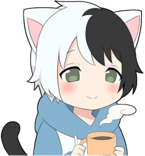 ☕️ Стикер «Black and white cat boy •» для Telegram