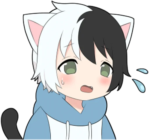 😥 Стикер «Black and white cat boy •» для Telegram
