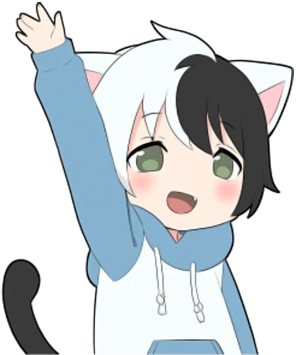 👋 Стикер «Black and white cat boy •» для Telegram