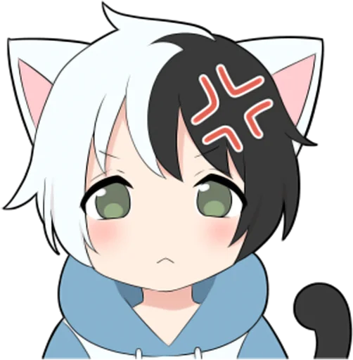 😠 Стикер «Black and white cat boy •» для Telegram
