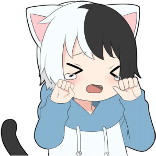 😢 Стикер «Black and white cat boy •» для Telegram