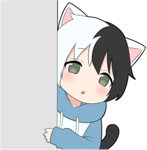 👀 Стикер «Black and white cat boy •» для Telegram