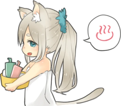 🛁 Стикер «Nekomimikko&;s yuruhuwa» для Telegram