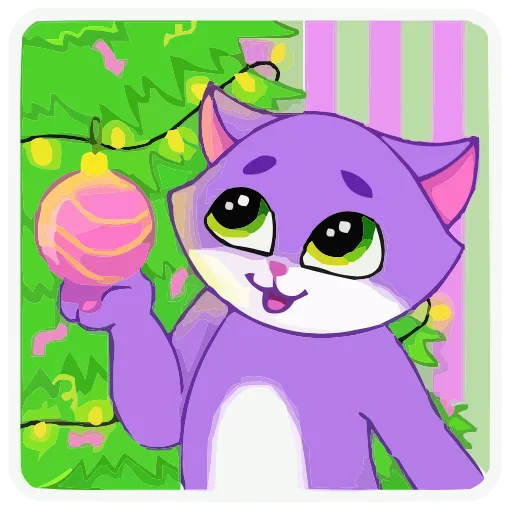 🎄 Стикер «Пурпурный Котик» для Telegram