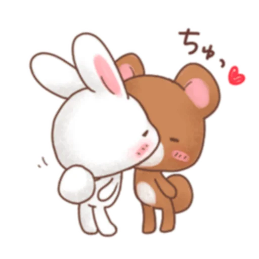 😘 Стикер «Rabbit and Bears love» для Telegram