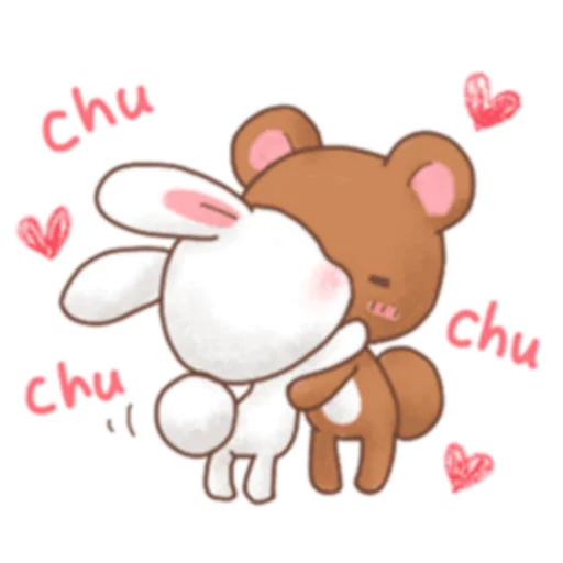 😘 Стикер «Rabbit and Bears love» для Telegram