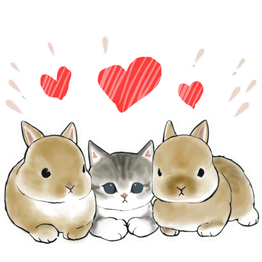 🥰 Стикер «Котята и Кролики» для Telegram