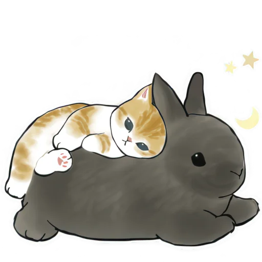 🌛 Стикер «Котята и Кролики» для Telegram
