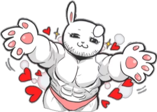😍 Стикер «Rabbo the Muscle Rabbit» для Telegram