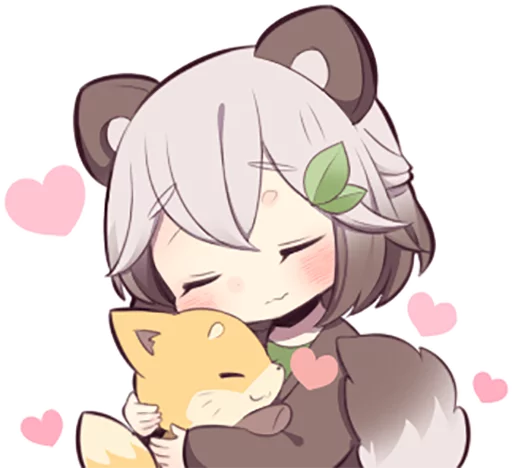 ❤️ Стикер «Lovely Raccoon Girl» для Telegram